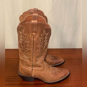 ARIAT 15725 Heritage Women’s  Western Brown Nubuck Leather Pull on Boots 7B